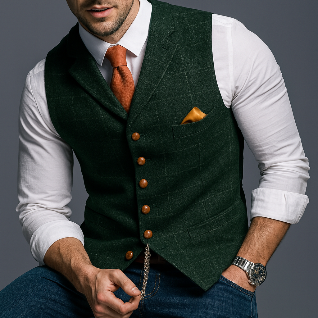 Formal V-Neck Vest - Double-Breasted and Timeless Elegance