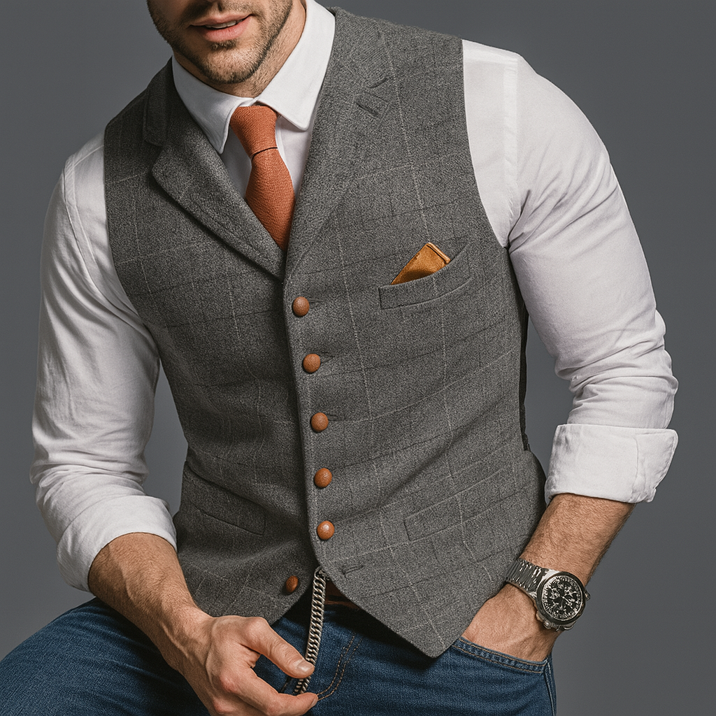 Formal V-Neck Vest - Double-Breasted and Timeless Elegance