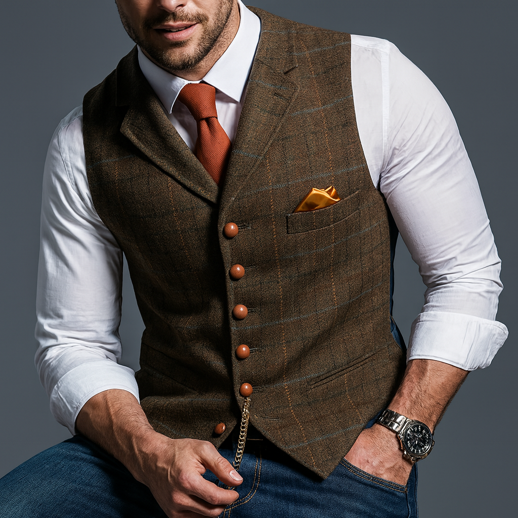 Formal V-Neck Vest - Double-Breasted and Timeless Elegance