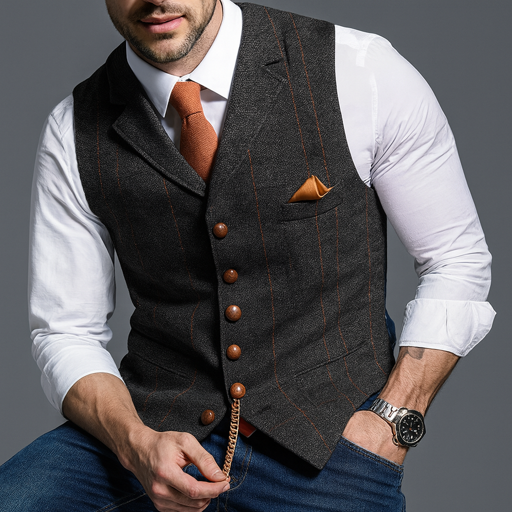 Formal V-Neck Vest - Double-Breasted and Timeless Elegance