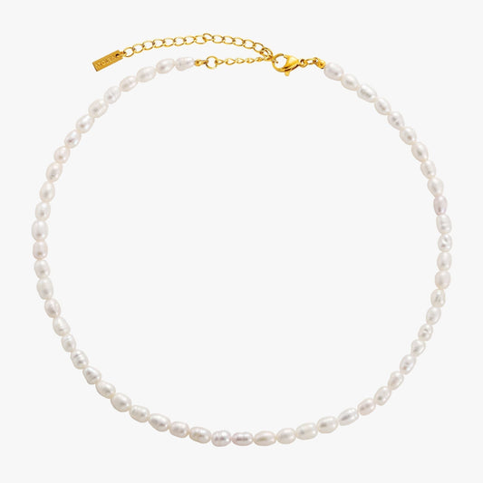Freshwater Pearl Choker Necklace with 18K Gold Coating