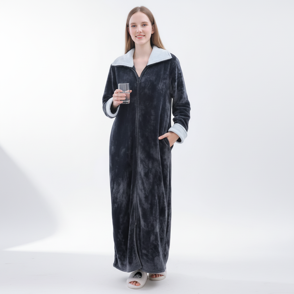 Full Length Zip Dressing Gown