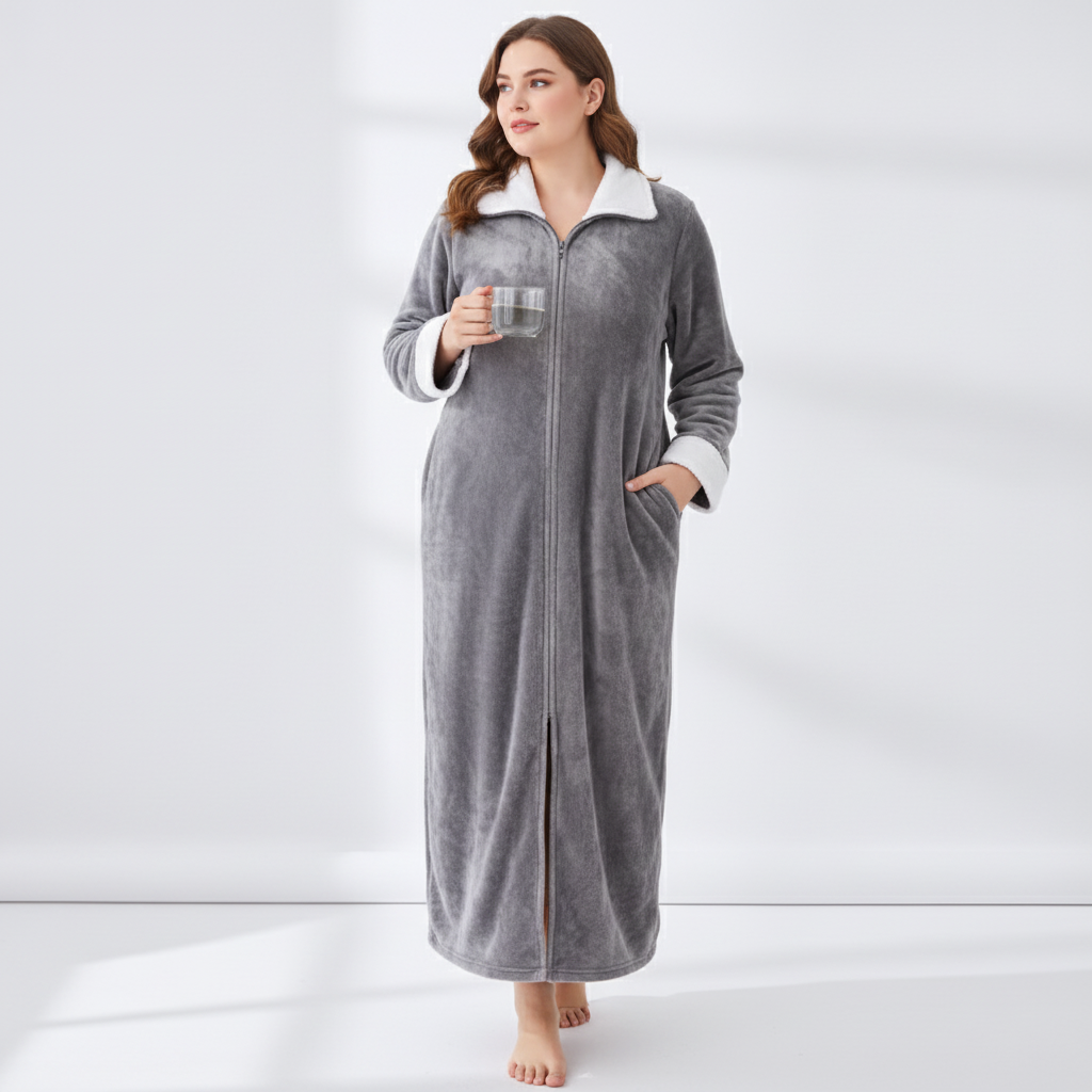 Full Length Zip Dressing Gown