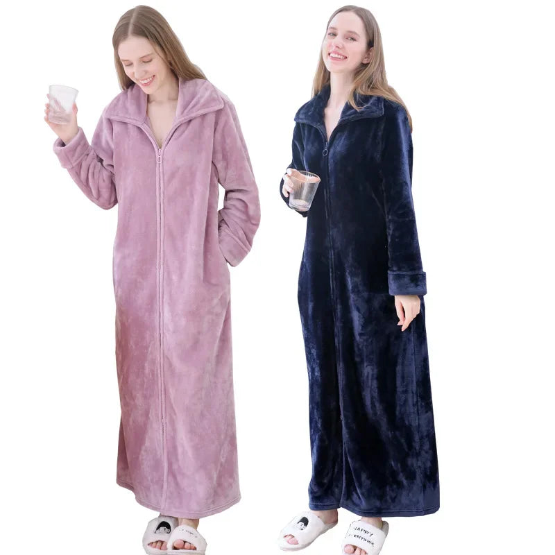 Full Length Zip Dressing Gown