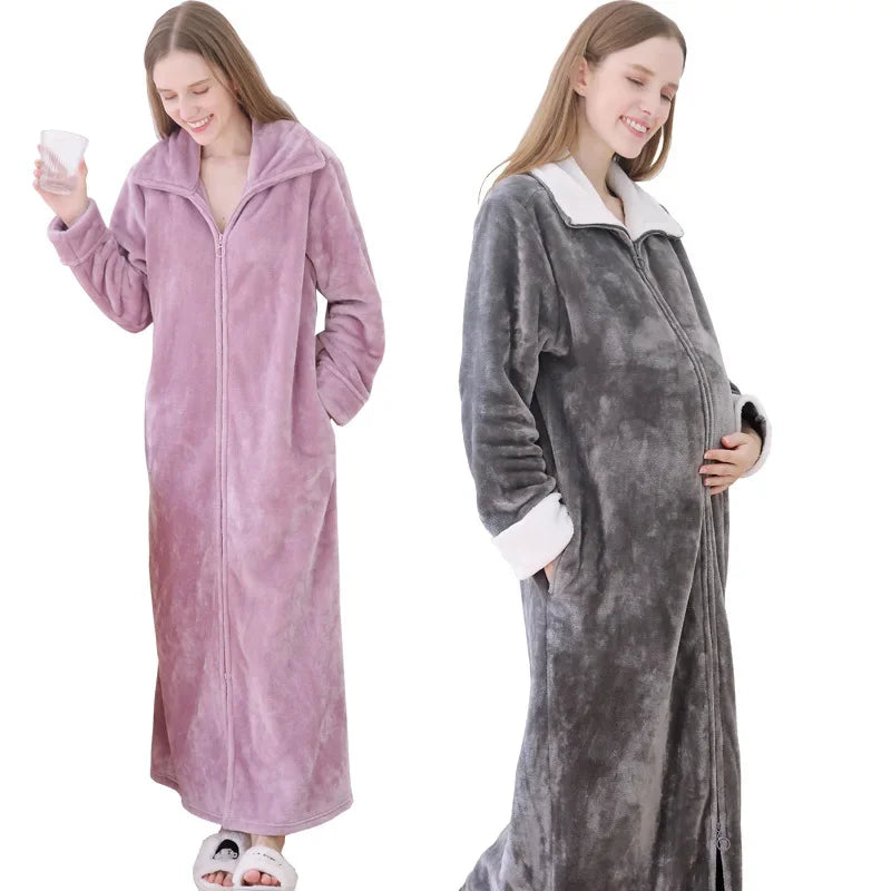 Full Length Zip Dressing Gown