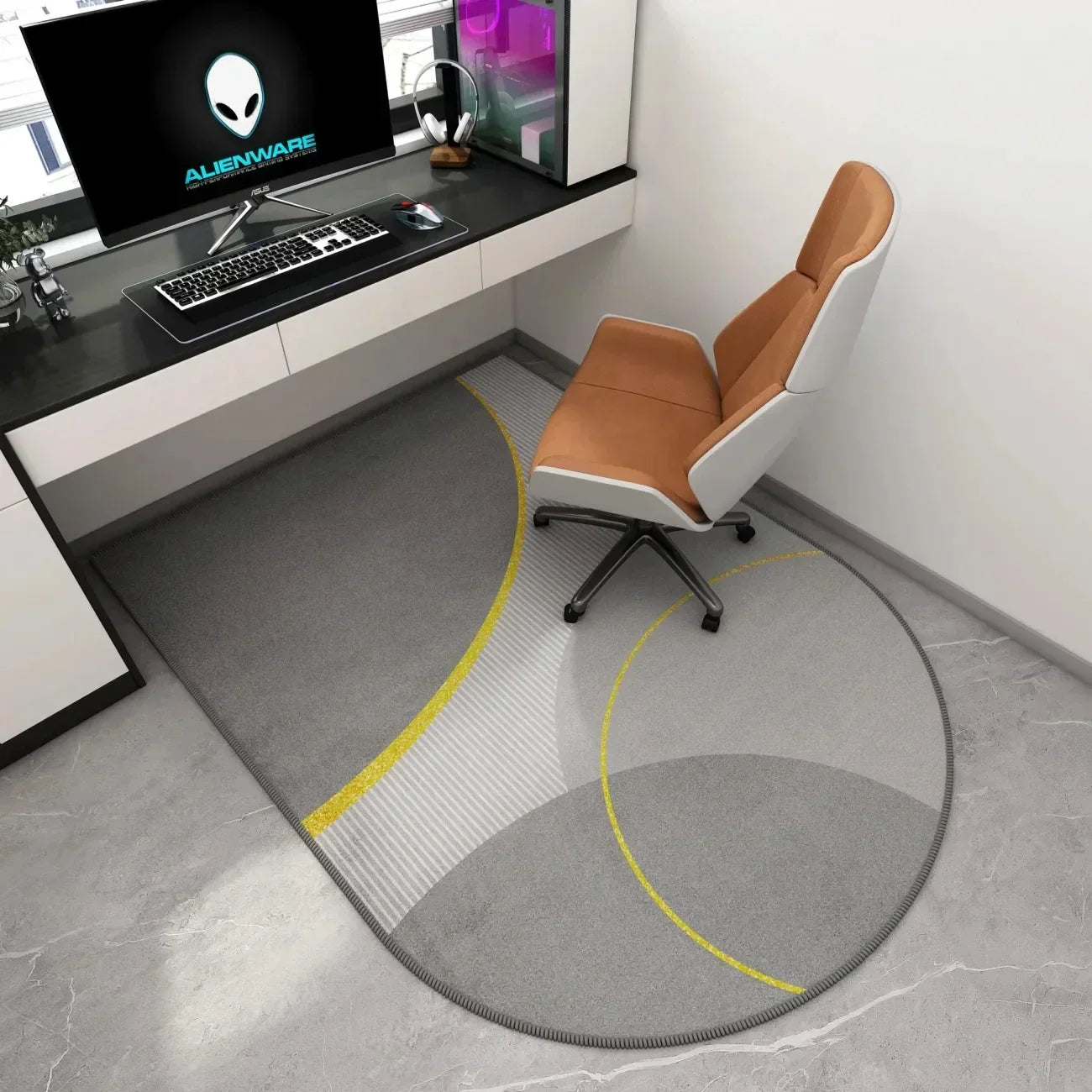 Geometric Office Chair Mat – Soft Washable Non-Slip Design