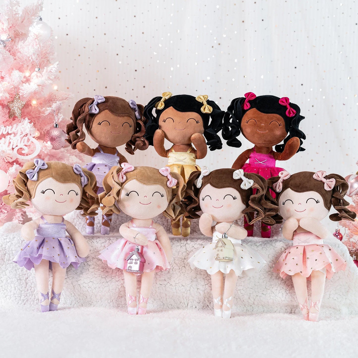 Girls Ballerina Plush Doll - Soft Stuffed Toy with Crown & Tutu