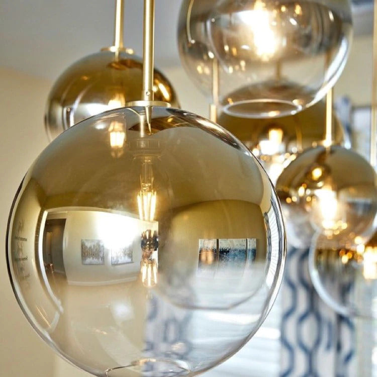 Glass Ball Pendant Light | Modern Brass Design