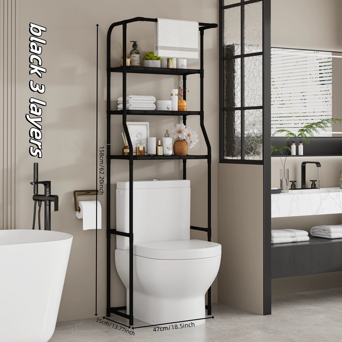 GlideHold® Bathroom Shelf: Stylish Minimalist 3-Tier Bathroom Shelf