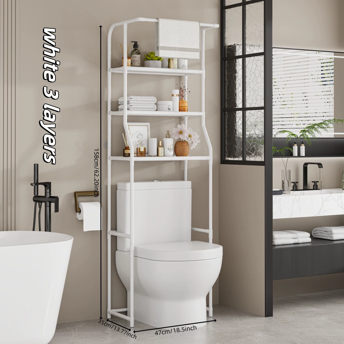 GlideHold® Bathroom Shelf: Stylish Minimalist 3-Tier Bathroom Shelf