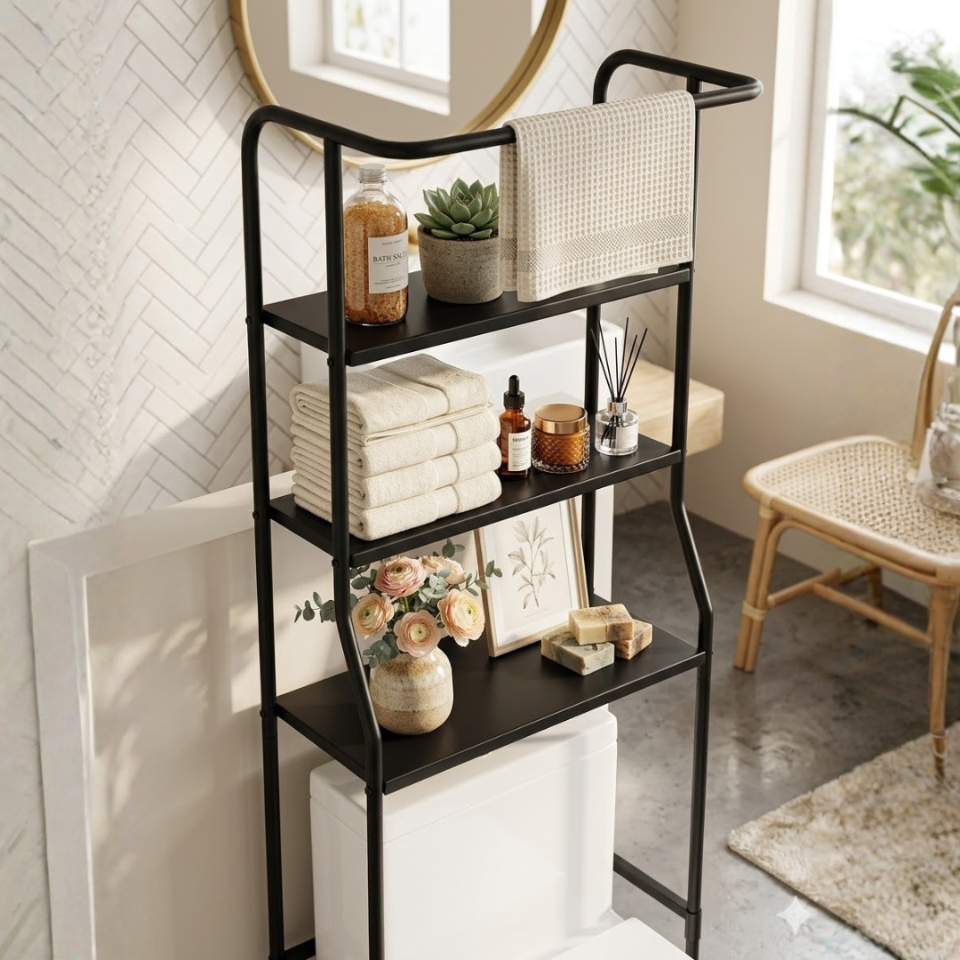 GlideHold® Bathroom Shelf: Stylish Minimalist 3-Tier Bathroom Shelf