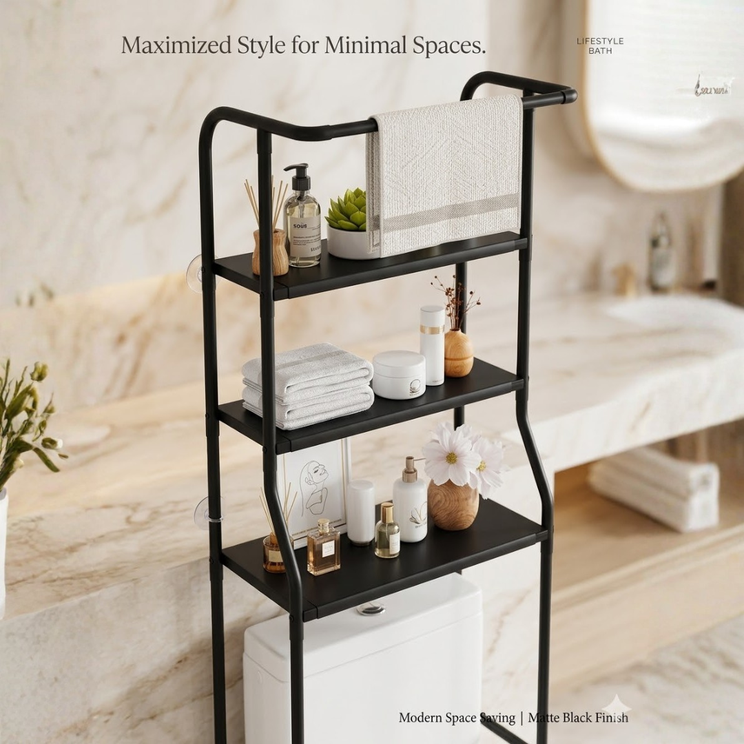 GlideHold® Bathroom Shelf: Stylish Minimalist 3-Tier Bathroom Shelf