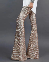 Glitter Flared Pants | Flare Legs & Shiny Fabric