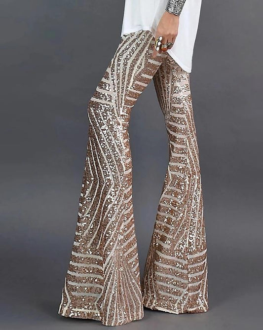 Glitter Flared Pants | Flare Legs & Shiny Fabric