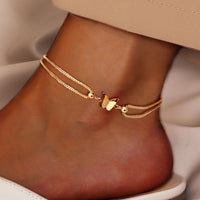 Gold ankle bracelet with butterfly pendant – stainless steel plated with 18-karat gold, perfect for everyday wear