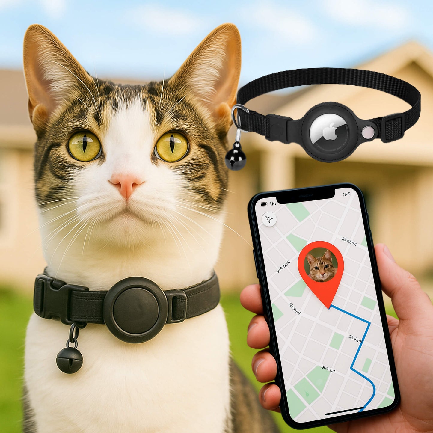 GPS Collar for Cats - Safe and Reflective