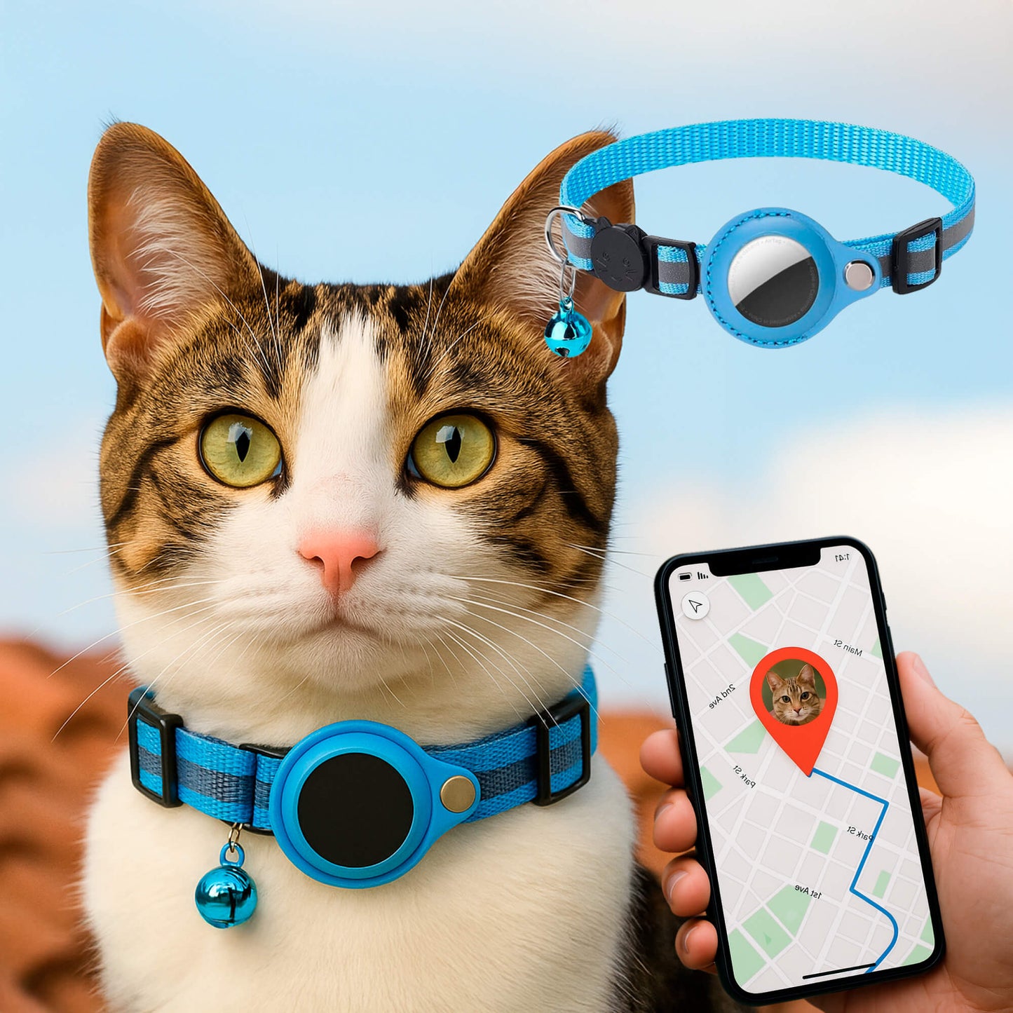 GPS Collar for Cats - Safe and Reflective