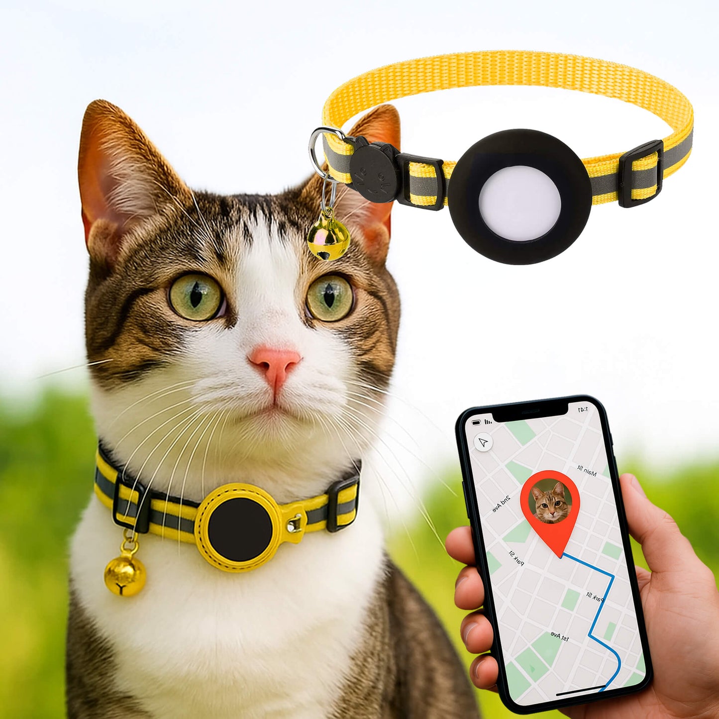 GPS Collar for Cats - Safe and Reflective