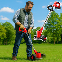 Grass Trimmer & Edger with Wheels, Telescopic Shaft & Battery