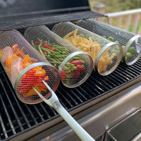 Grill Basket in Stainless Steel - Rotating 360° for Even Cooking