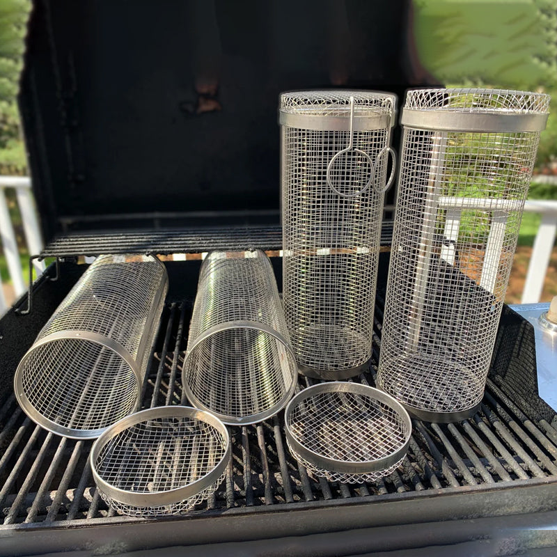 Grill Basket in Stainless Steel - Rotating 360° for Even Cooking