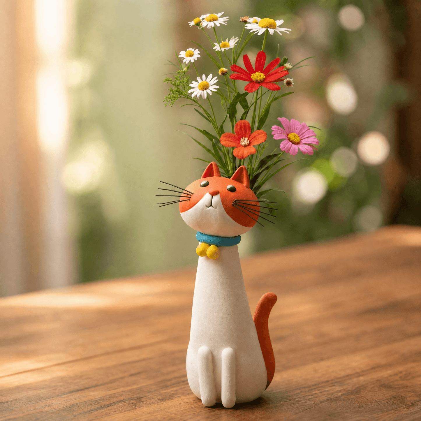 Handmade Ceramic Cat Flower Vase