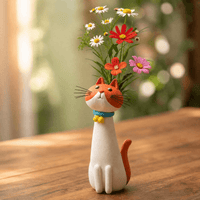 Handmade Ceramic Cat Flower Vase