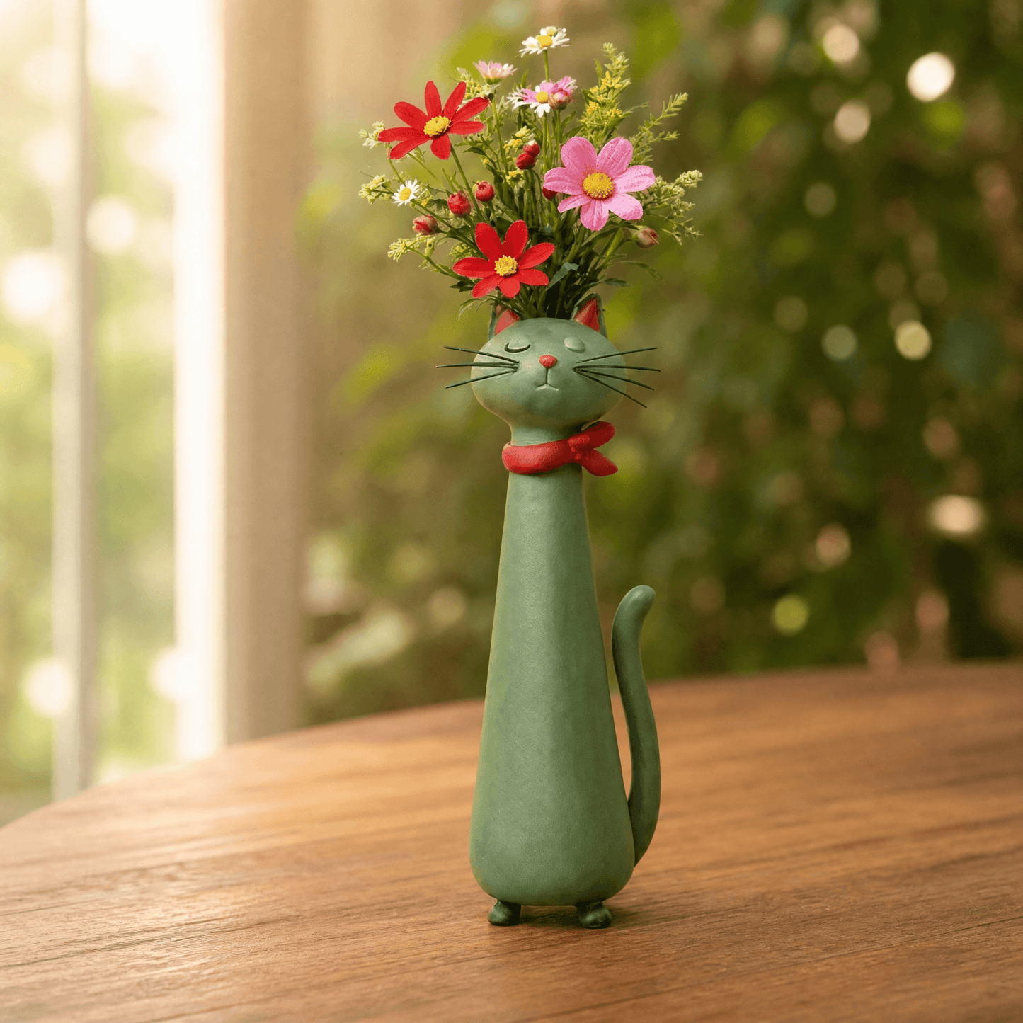 Handmade Ceramic Cat Flower Vase