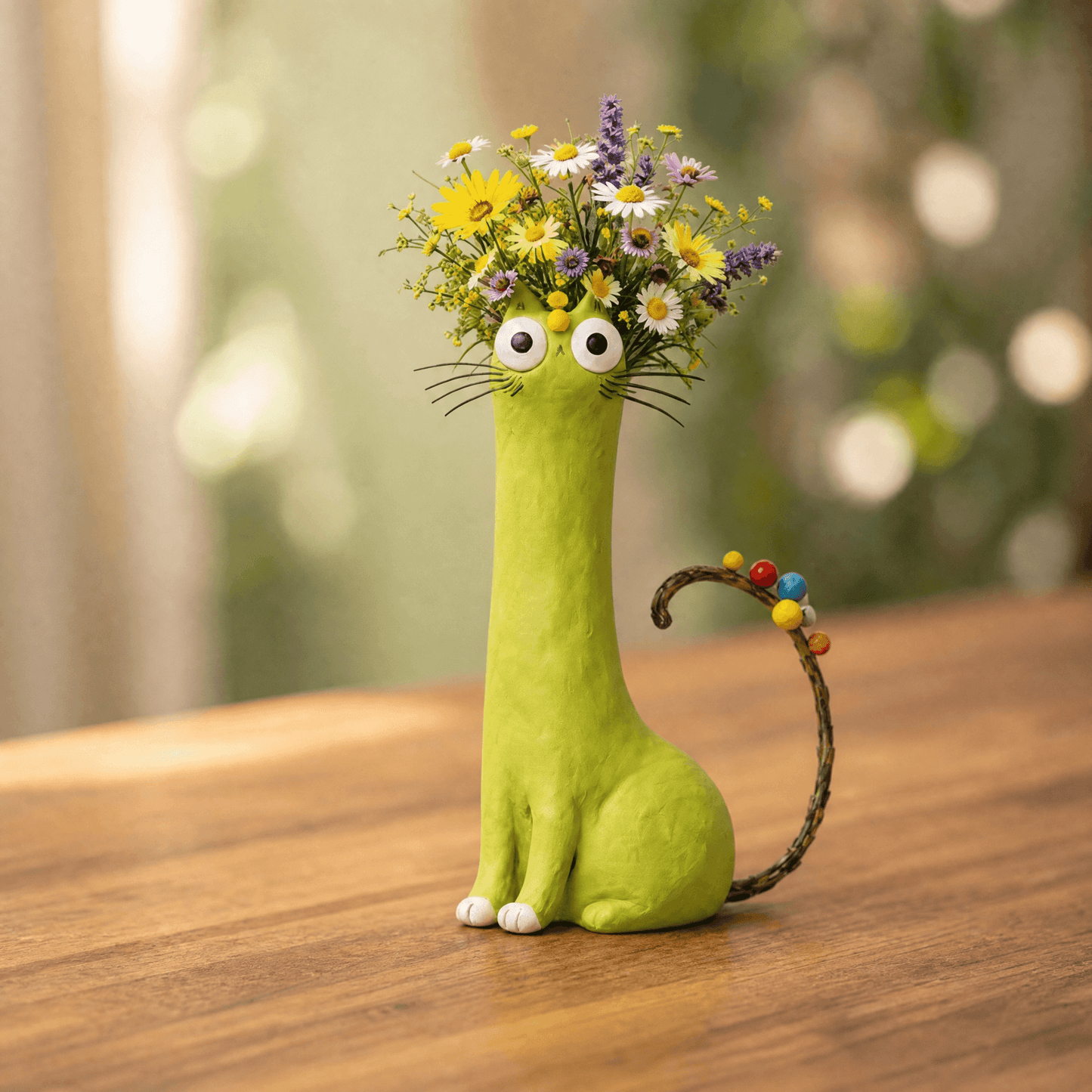 Handmade Ceramic Cat Flower Vase