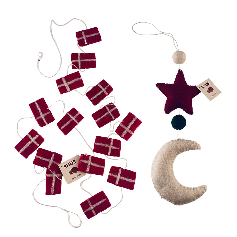Handmade Moon, Star, and Planets Christmas Ornament - 100% Pure Wool