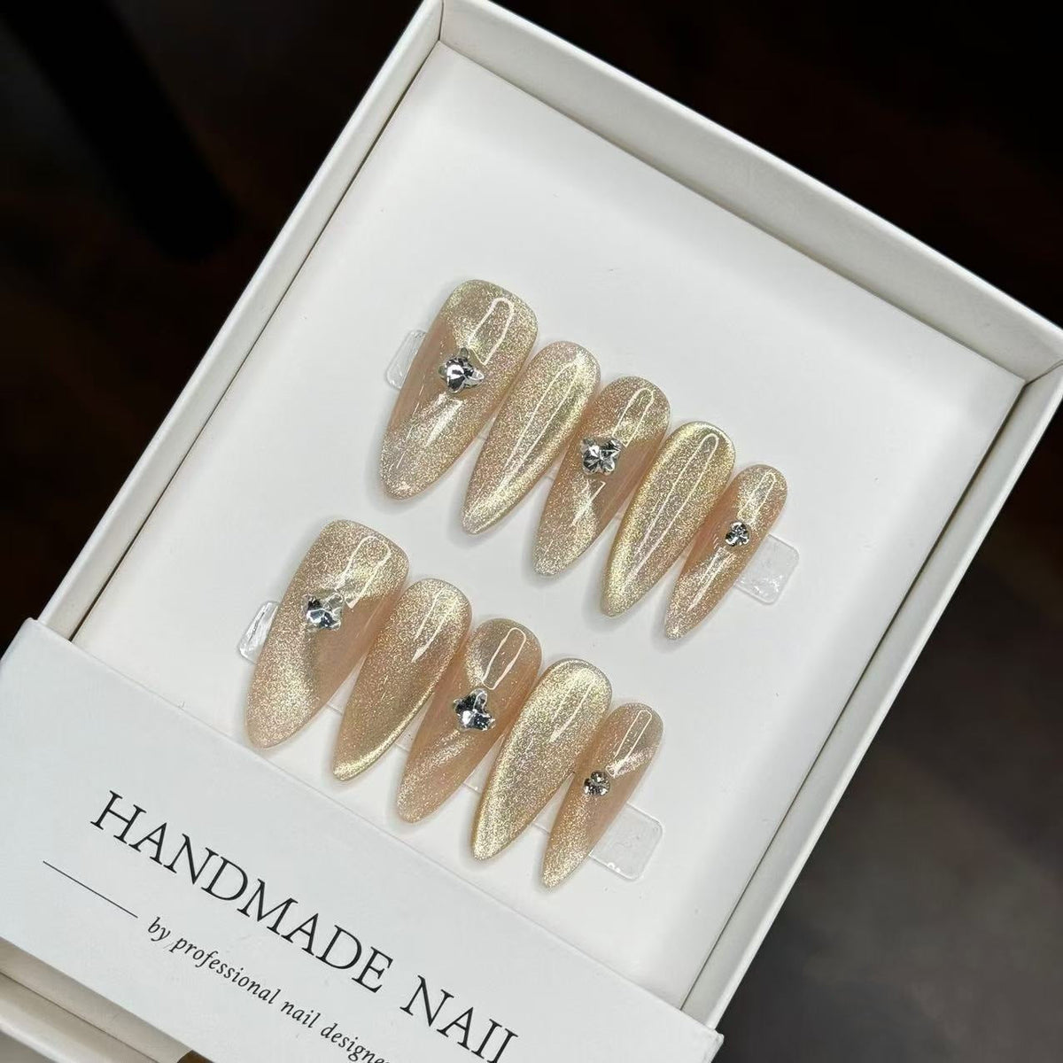 Handmade Rhinestone-Accented Press-On Nails