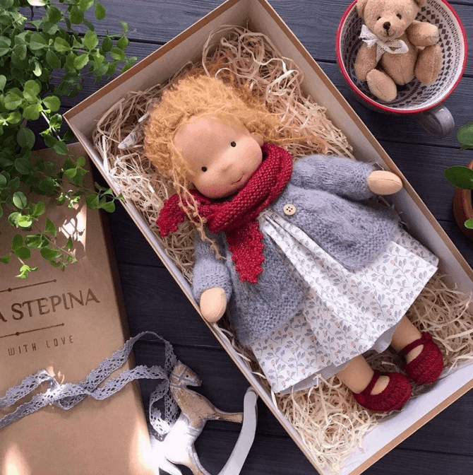 Handmade Waldorf Cuddle Doll - Poppi, Natural Soft Toy