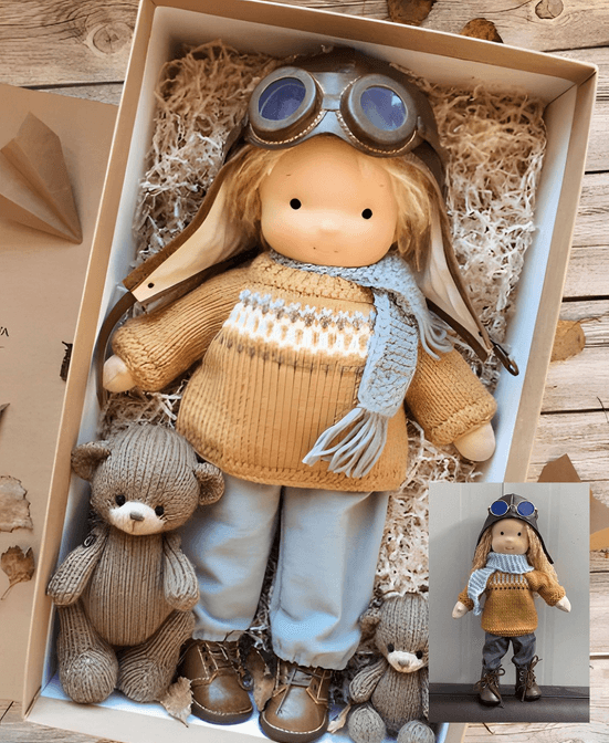 Handmade Waldorf Cuddle Doll - Poppi, Natural Soft Toy