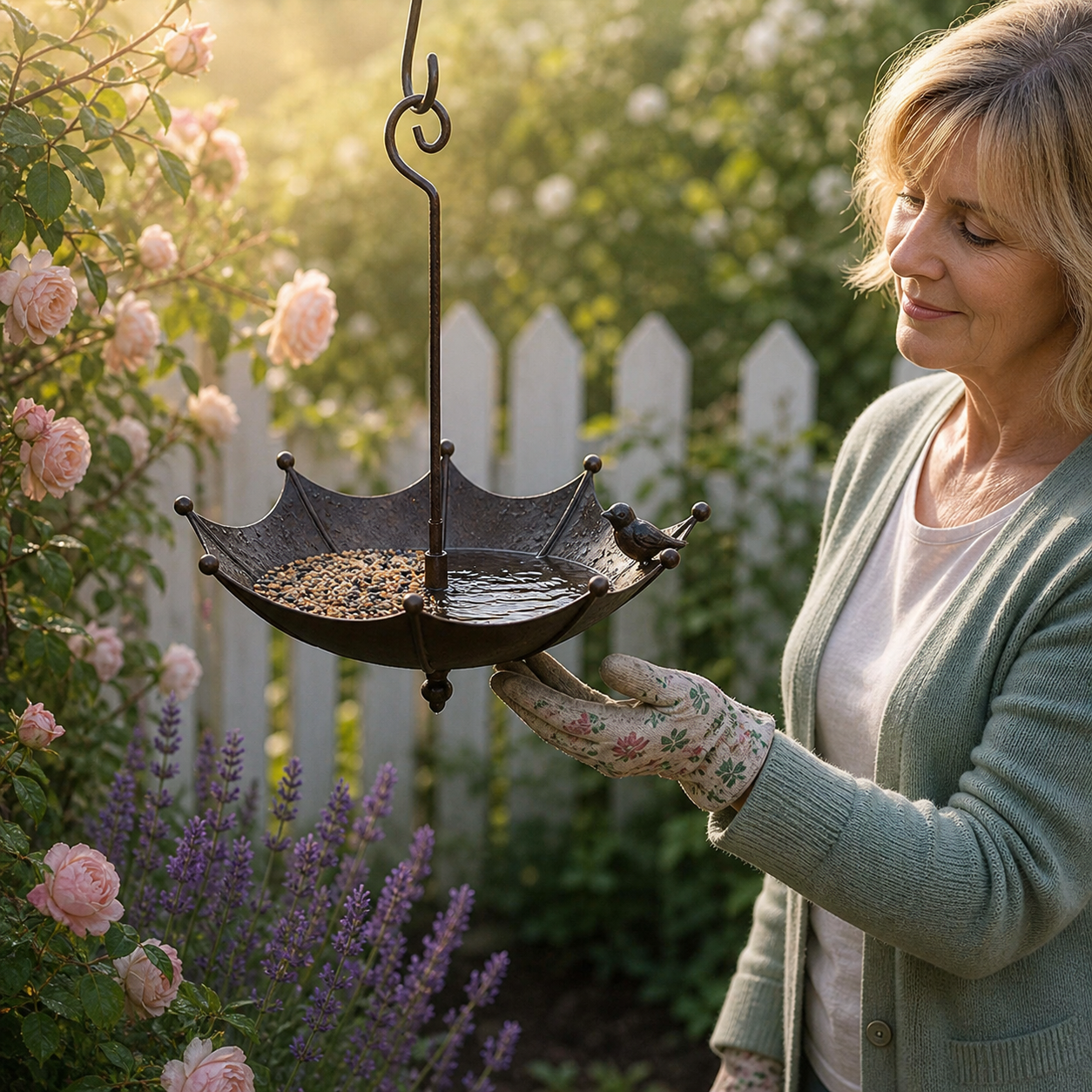 Hanging Umbrella Bird Feeder & Bath