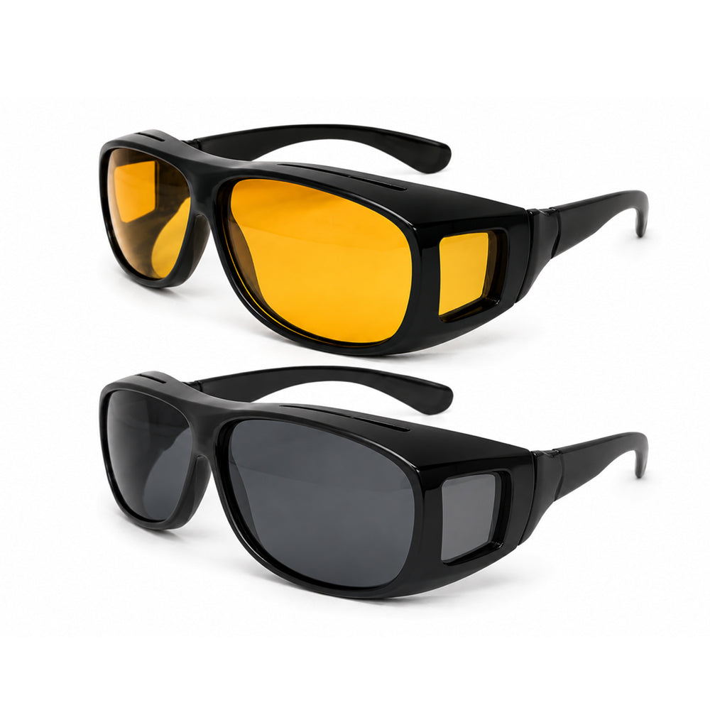 HD Vision Glasses - 2 pcs Day+Night Polarized Glasses (Perfect for Driving, Sports, Night Driving & UV Sunglasses)