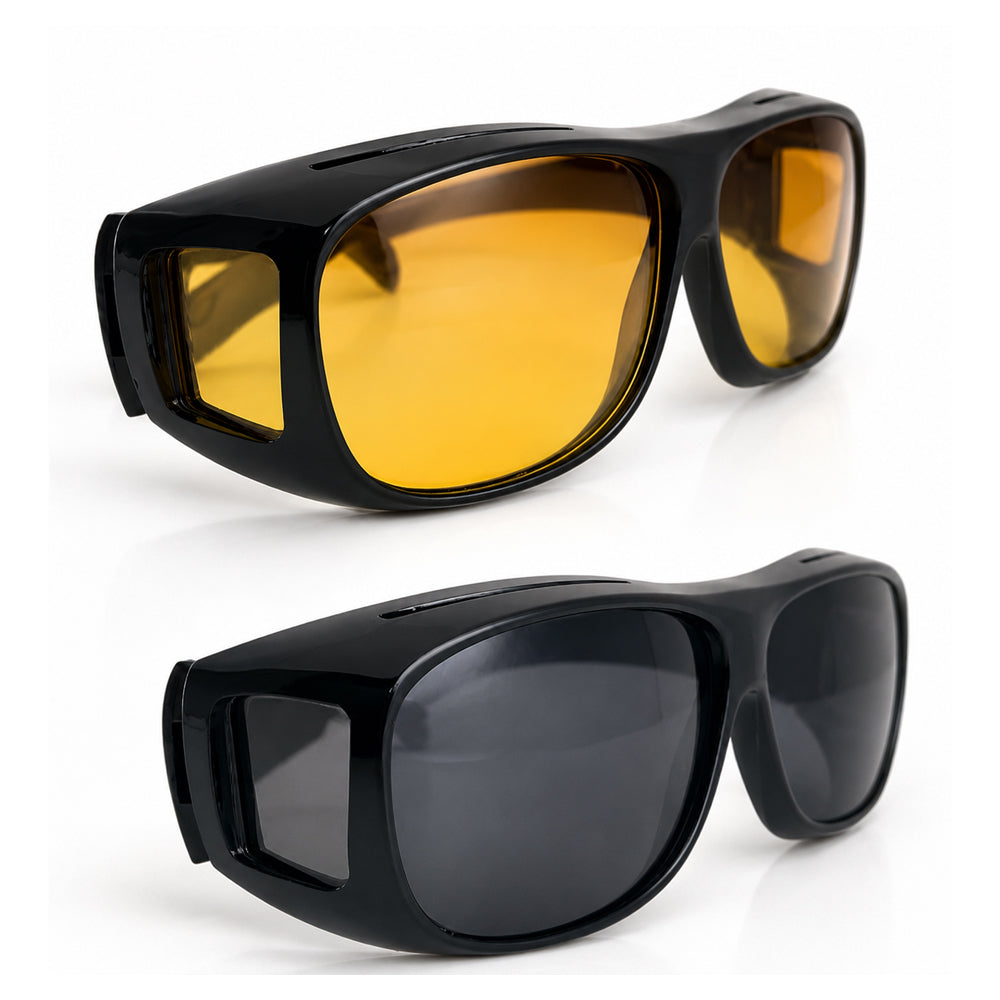 HD Vision Glasses - 2 pcs Day+Night Polarized Glasses (Perfect for Driving, Sports, Night Driving & UV Sunglasses)