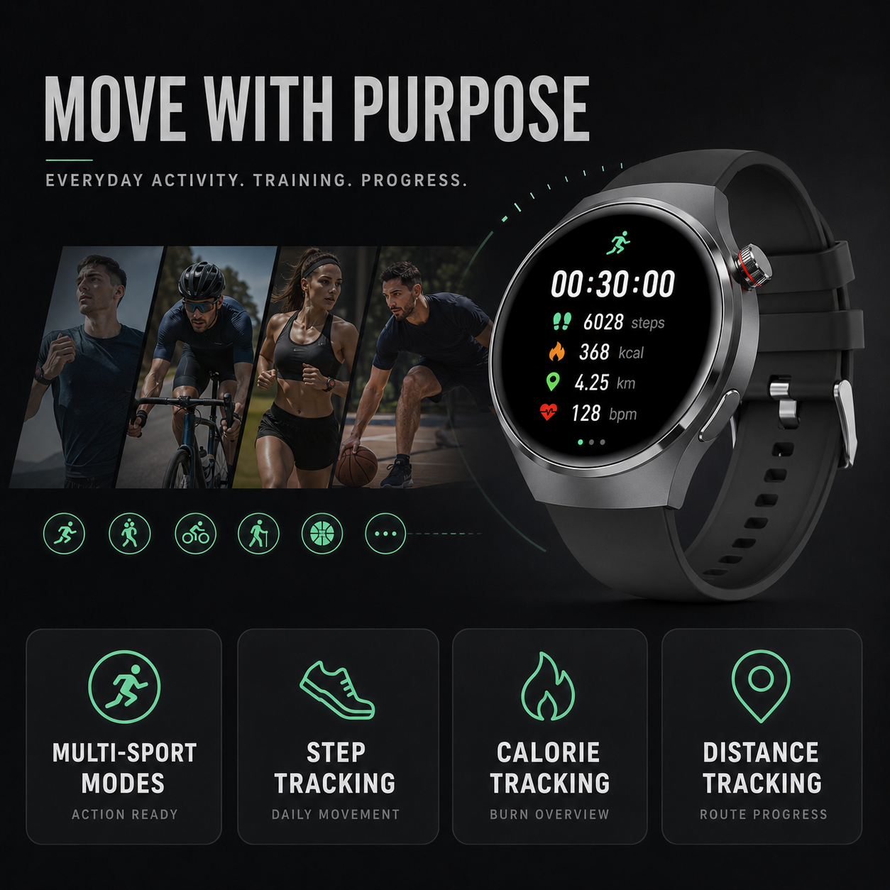 Health Smartwatch with Blood Pressure Tracker