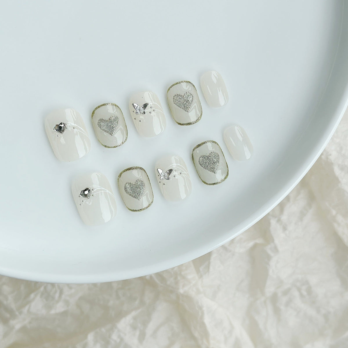 Heart-Embellished Press-On Nail Set