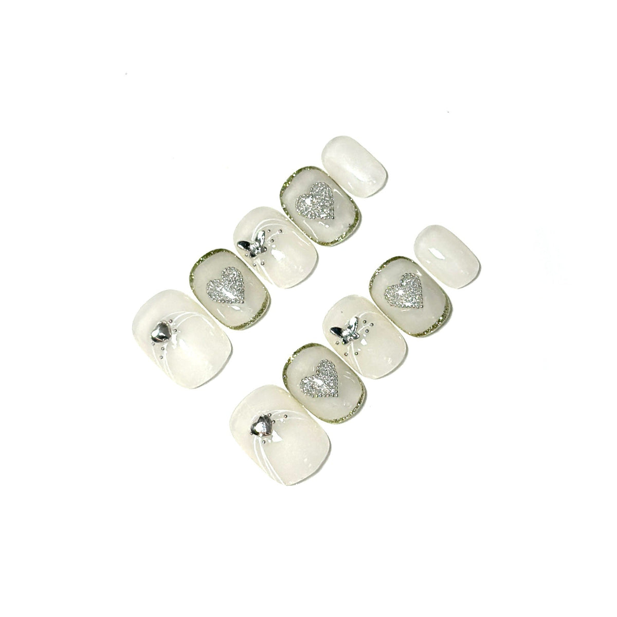 Heart-Embellished Press-On Nail Set