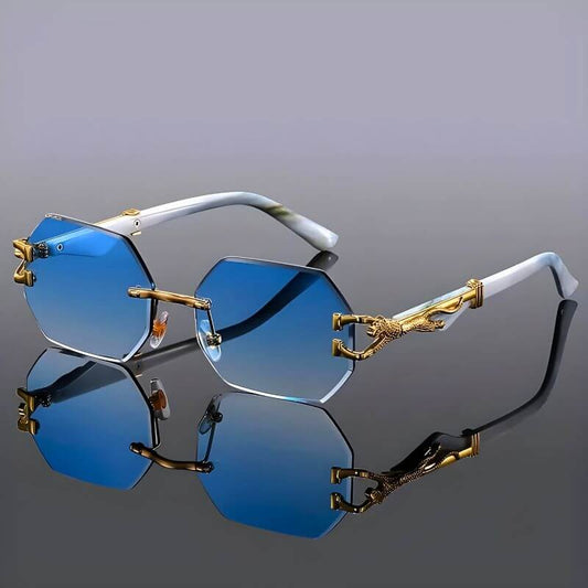 Hexagon Sunglasses with Gold Accents - UV Protection