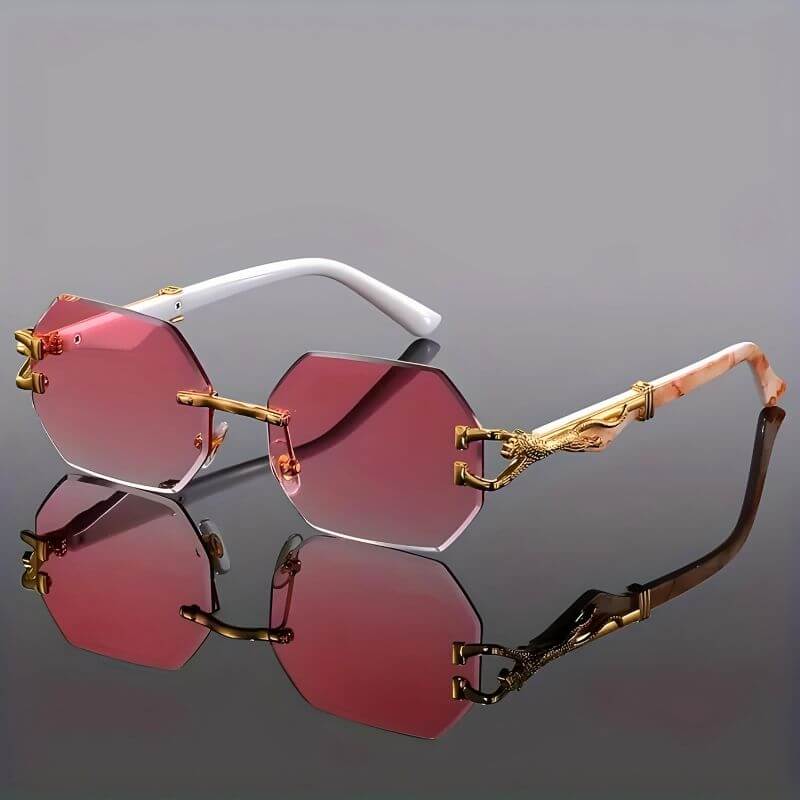 Hexagon Sunglasses with Gold Accents - UV Protection