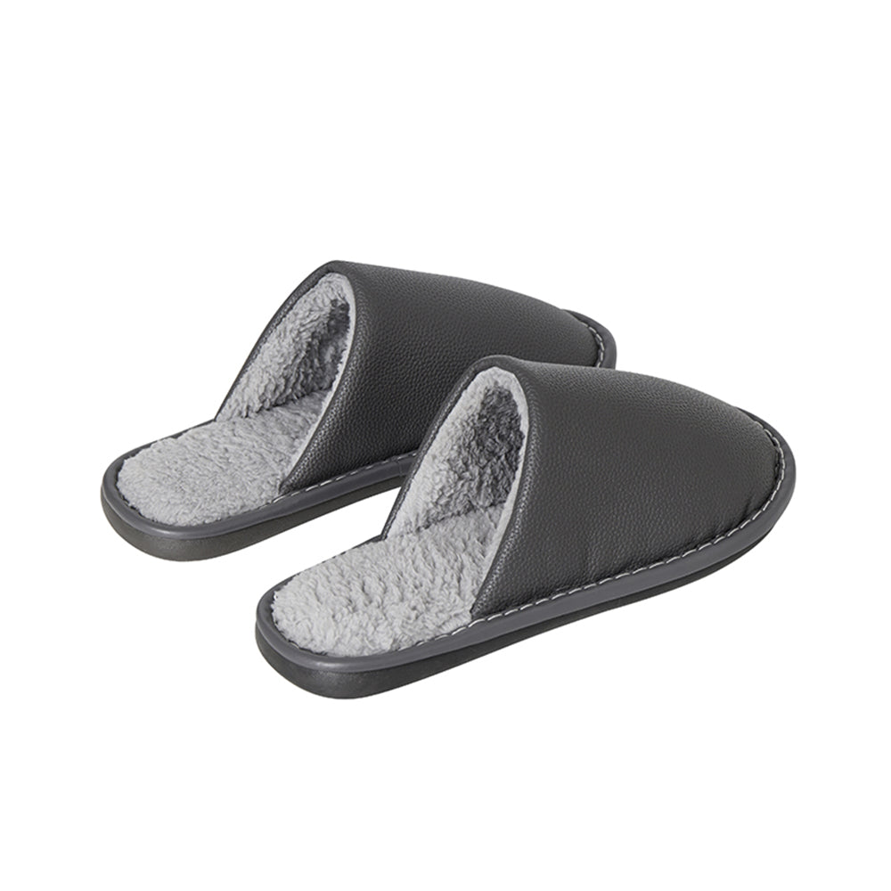 Home Slippers in PU Leather – Stylish, Durable & Comfortable (Brown & Gray)