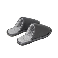 Home Slippers in PU Leather – Stylish, Durable & Comfortable (Brown & Gray)