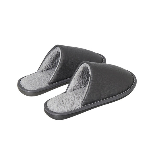 Home Slippers in PU Leather – Stylish, Durable & Comfortable (Brown & Gray)