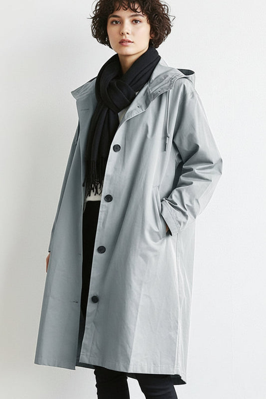 Hooded Waterproof Rain Trench Coat - Lightweight, Stylish