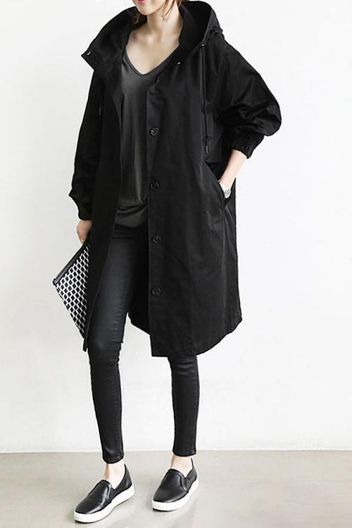 Hooded Waterproof Rain Trench Coat - Lightweight, Stylish