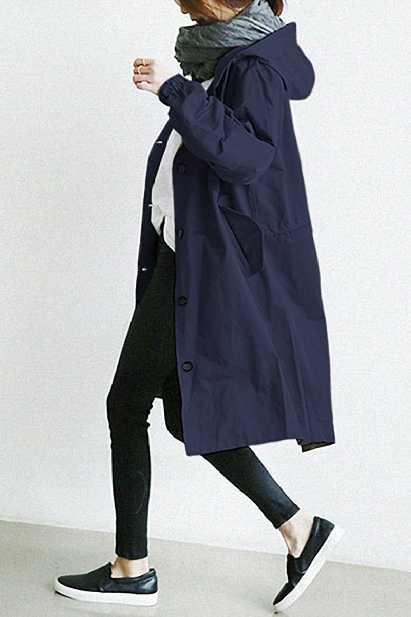Hooded Waterproof Rain Trench Coat - Lightweight, Stylish