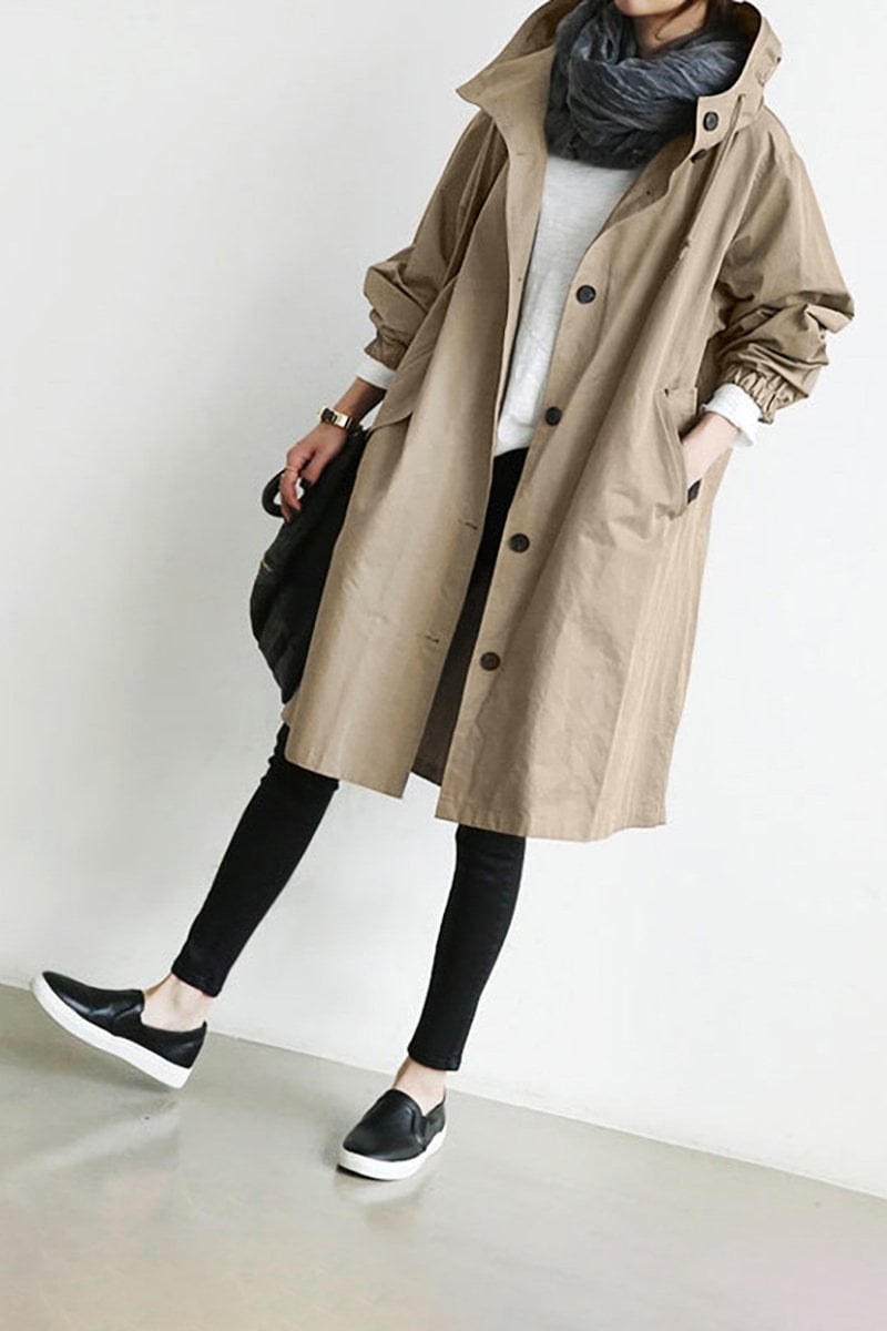 Hooded Waterproof Rain Trench Coat - Lightweight, Stylish