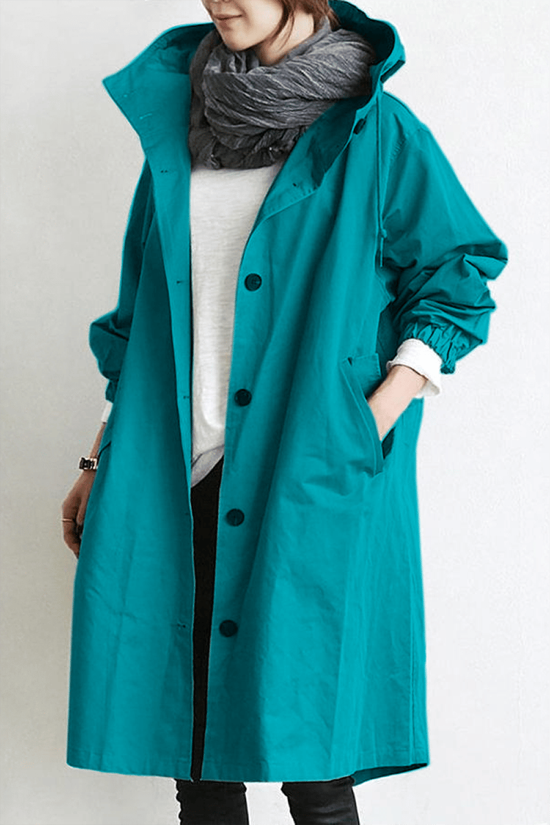 Hooded Waterproof Rain Trench Coat - Lightweight, Stylish