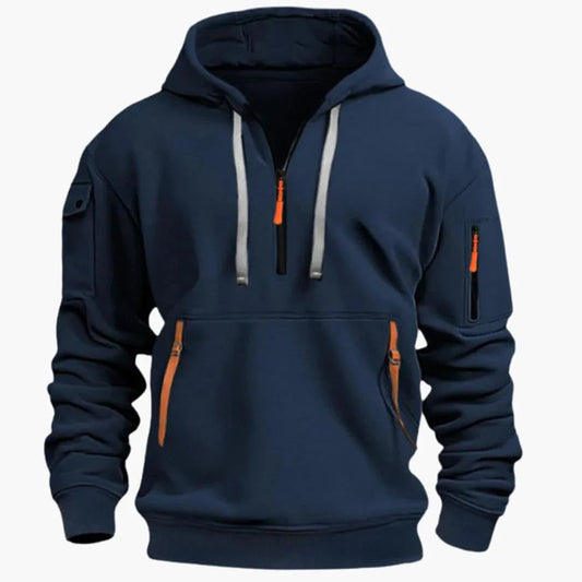 Hoodie with Adjustable Hood and Zipper Pockets